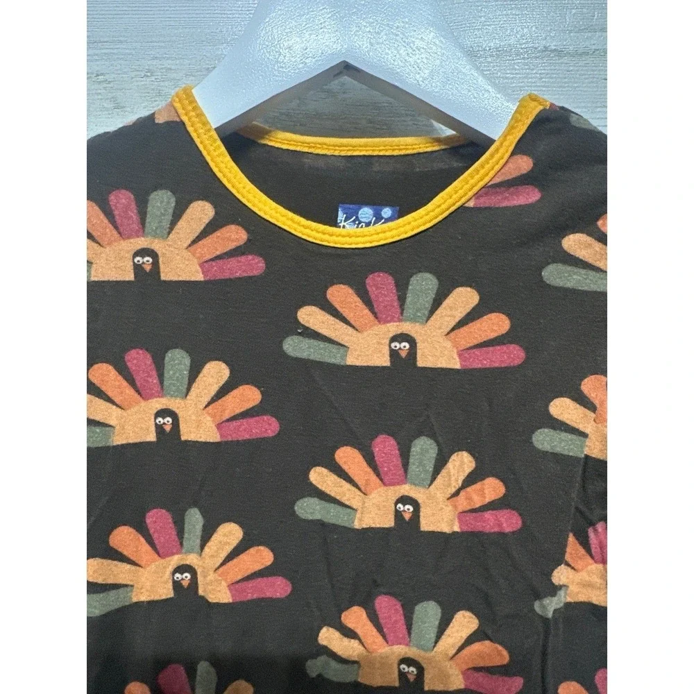 Kickee Pants Pajama Set Kids 4T Brown Turkey Print Bamboo Holiday